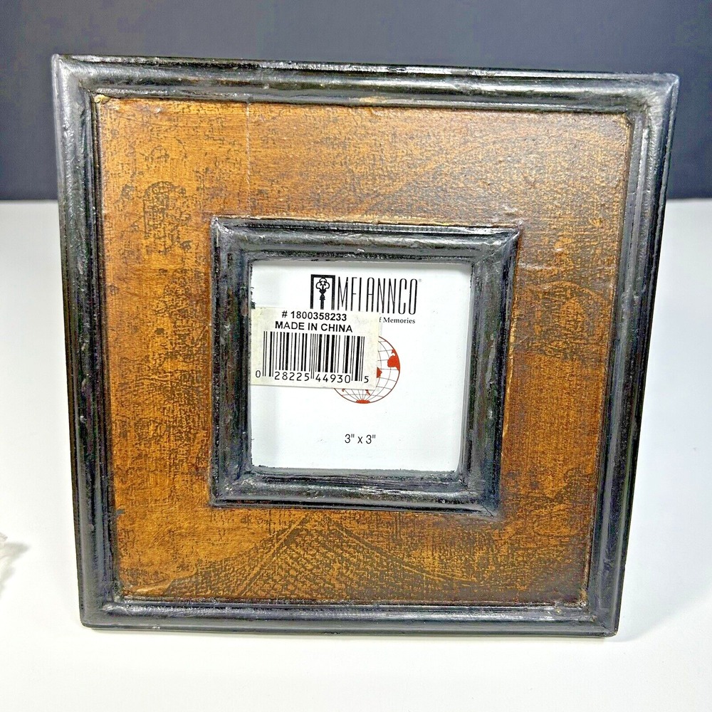 Vntg By Melannco 3"x3" Silkscreen Printed Ancient Handscroll Design wood Frame